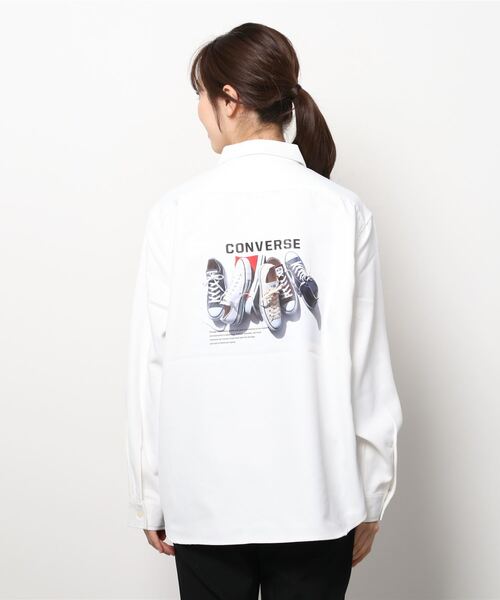 CONVERSE(コンバース)の「CONVERSE/コンバース ビッグシルエット バックプリント オールスター スニーカー トロミシャツ(シャツ/ブラウス・メンズ・ホワイト/ブラック/ベージュ/グレイッシュブルー・LL/M/L)」の10枚目の写真