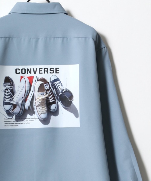 CONVERSE(コンバース)の「CONVERSE/コンバース ビッグシルエット バックプリント オールスター スニーカー トロミシャツ(シャツ/ブラウス・メンズ・ホワイト/ブラック/ベージュ/グレイッシュブルー・LL/M/L)」の4枚目の写真