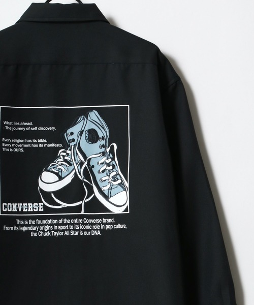 CONVERSE(コンバース)の「CONVERSE/コンバース ビッグシルエット バックプリント オールスター スニーカー トロミシャツ(シャツ/ブラウス・メンズ・ホワイト/ブラック/ベージュ/グレイッシュブルー・LL/M/L)」の2枚目の写真