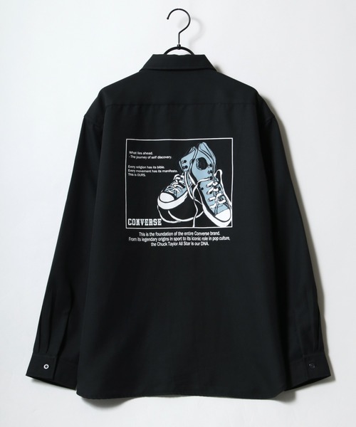 CONVERSE(コンバース)の「CONVERSE/コンバース ビッグシルエット バックプリント オールスター スニーカー トロミシャツ(シャツ/ブラウス・メンズ・ホワイト/ブラック/ベージュ/グレイッシュブルー・LL/M/L)」の17枚目の写真