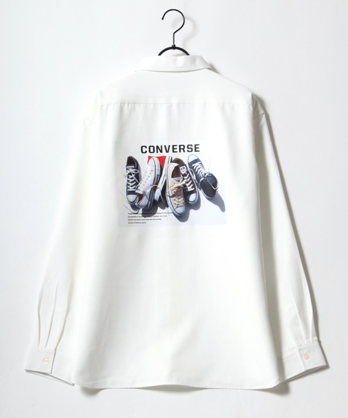 CONVERSE(コンバース)の「CONVERSE/コンバース ビッグシルエット バックプリント オールスター スニーカー トロミシャツ(シャツ/ブラウス・メンズ・ホワイト/ブラック/ベージュ/グレイッシュブルー・LL/M/L)」の19枚目の写真