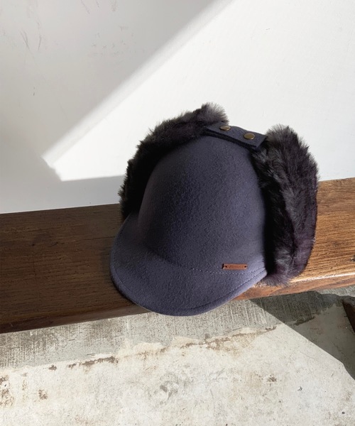 COMMON WARE（コモンウェアー）の「Aurelia　ファー付きフェルトキャスケット（キャスケット・レディース・ブラック/ブラウン/グレー/キャメル・FREE）」の3枚目の写真