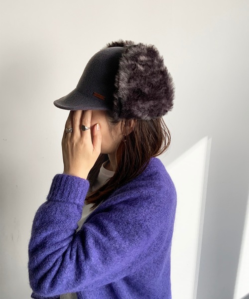 COMMON WARE（コモンウェアー）の「Aurelia　ファー付きフェルトキャスケット（キャスケット・レディース・ブラック/ブラウン/グレー/キャメル・FREE）」の13枚目の写真