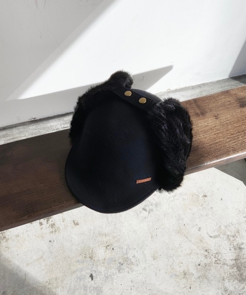 COMMON WARE（コモンウェアー）の「Aurelia　ファー付きフェルトキャスケット（キャスケット・レディース・ブラック/ブラウン/グレー/キャメル・FREE）」の7枚目の写真
