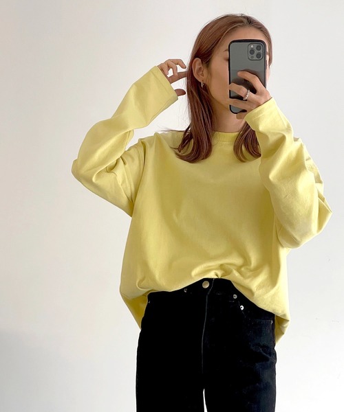CANAL JEAN(キャナルジーン)の「RED CHOP WORKS(レッドチョップワークス) 太リブロングTシャツ(Tシャツ/カットソー・レディース・ホワイト/イエロー/ブルー/グリーン・38)」の4枚目の写真