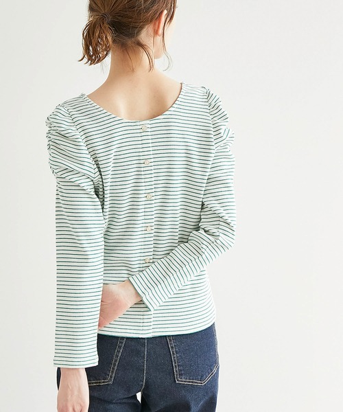 ROPE' PICNIC（ロペピクニック）の「袖ギャザートップス（Tシャツ/カットソー・レディース・ブルー系その他/ホワイト系その他5/オフホワイト/ホワイト・38）」の6枚目の写真