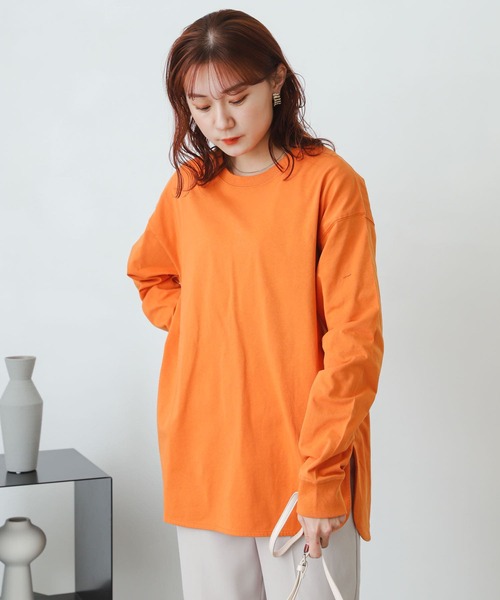 SENSE OF PLACE by URBAN RESEARCH(センスオブプレイスバイアーバンリサーチ)の「オーガニックコットンチュニックトップ(Tシャツ/カットソー・レディース・ブラック/ライトベージュ/オレンジ/オフホワイト・ONE)」の4枚目の写真