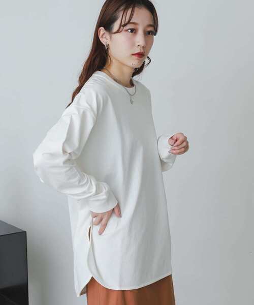 SENSE OF PLACE by URBAN RESEARCH(センスオブプレイスバイアーバンリサーチ)の「オーガニックコットンチュニックトップ(Tシャツ/カットソー・レディース・ブラック/ライトベージュ/オレンジ/オフホワイト・ONE)」の8枚目の写真