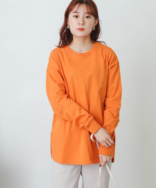 SENSE OF PLACE by URBAN RESEARCH(センスオブプレイスバイアーバンリサーチ)の「オーガニックコットンチュニックトップ(Tシャツ/カットソー・レディース・ブラック/ライトベージュ/オレンジ/オフホワイト・ONE)」の5枚目の写真