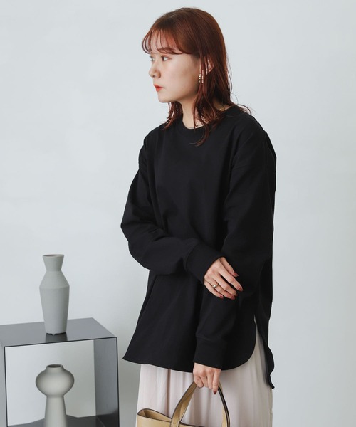 SENSE OF PLACE by URBAN RESEARCH(センスオブプレイスバイアーバンリサーチ)の「オーガニックコットンチュニックトップ(Tシャツ/カットソー・レディース・ブラック/ライトベージュ/オレンジ/オフホワイト・ONE)」の6枚目の写真