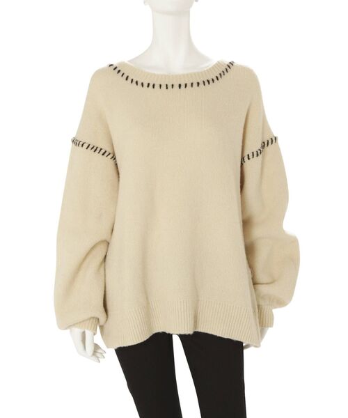 EMODA（エモダ）の「ステッチルーズニット（ニット/セーター・レディース・ホワイト/ブラック/ブルー・FREE）」の15枚目の写真