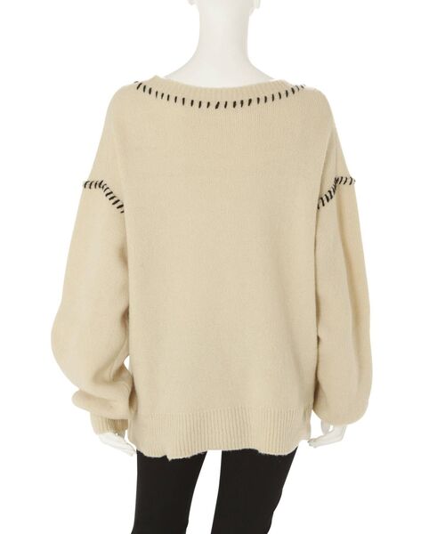 EMODA（エモダ）の「ステッチルーズニット（ニット/セーター・レディース・ホワイト/ブラック/ブルー・FREE）」の9枚目の写真