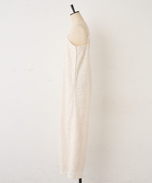 BEARDSLEY（ビアズリー）の「オーガニックコットン 日本製レース レースサロペット（サロペット/オーバーオール・レディース・アイボリー/ネイビー・FREE）」の9枚目の写真
