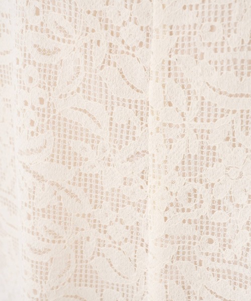 BEARDSLEY（ビアズリー）の「オーガニックコットン 日本製レース レースサロペット（サロペット/オーバーオール・レディース・アイボリー/ネイビー・FREE）」の8枚目の写真