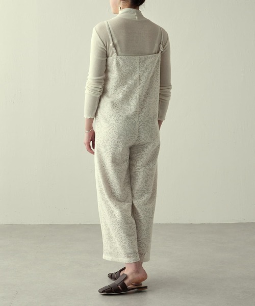 BEARDSLEY（ビアズリー）の「オーガニックコットン 日本製レース レースサロペット（サロペット/オーバーオール・レディース・アイボリー/ネイビー・FREE）」の13枚目の写真