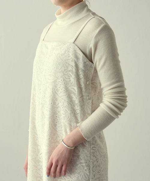 BEARDSLEY（ビアズリー）の「オーガニックコットン 日本製レース レースサロペット（サロペット/オーバーオール・レディース・アイボリー/ネイビー・FREE）」の12枚目の写真