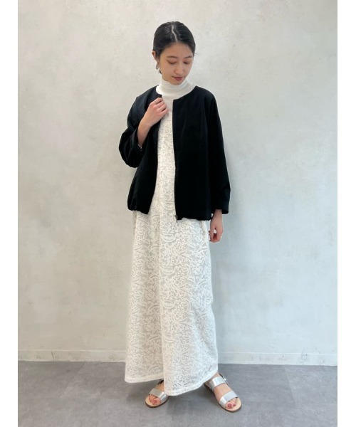 BEARDSLEY（ビアズリー）の「オーガニックコットン 日本製レース レースサロペット（サロペット/オーバーオール・レディース・アイボリー/ネイビー・FREE）」の15枚目の写真