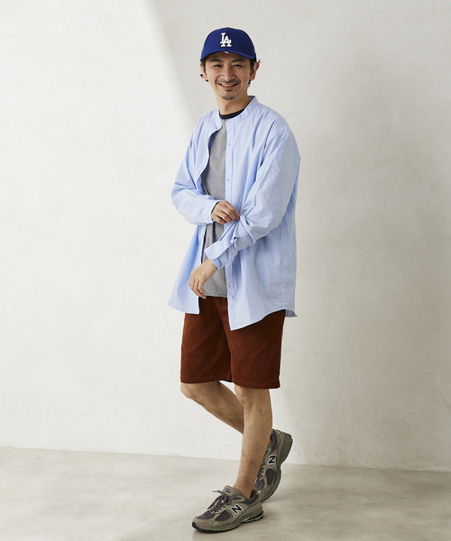 JOURNAL STANDARD relume(ジャーナルスタンダード レリューム)の「END ON END COTTON バンドカラーシャツ(シャツ/ブラウス・メンズ・ブラック/ベージュ/サックスブルー/グリーン・MEDIUM/LARGE)」の6枚目の写真