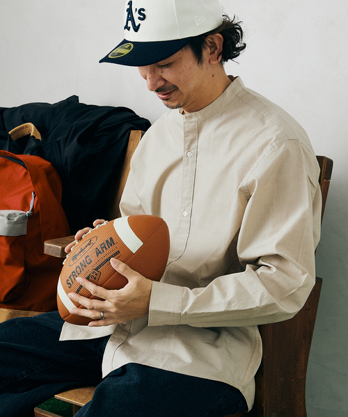 JOURNAL STANDARD relume(ジャーナルスタンダード レリューム)の「END ON END COTTON バンドカラーシャツ(シャツ/ブラウス・メンズ・ブラック/ベージュ/サックスブルー/グリーン・MEDIUM/LARGE)」の21枚目の写真