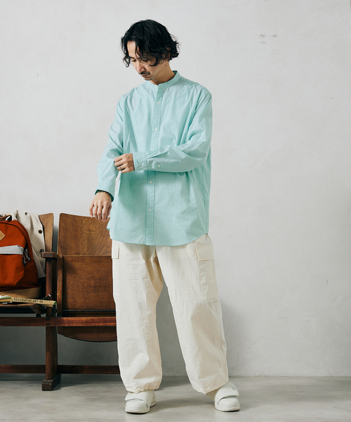 JOURNAL STANDARD relume(ジャーナルスタンダード レリューム)の「END ON END COTTON バンドカラーシャツ(シャツ/ブラウス・メンズ・ブラック/ベージュ/サックスブルー/グリーン・MEDIUM/LARGE)」の20枚目の写真