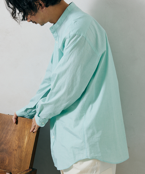 JOURNAL STANDARD relume(ジャーナルスタンダード レリューム)の「END ON END COTTON バンドカラーシャツ(シャツ/ブラウス・メンズ・ブラック/ベージュ/サックスブルー/グリーン・MEDIUM/LARGE)」の18枚目の写真