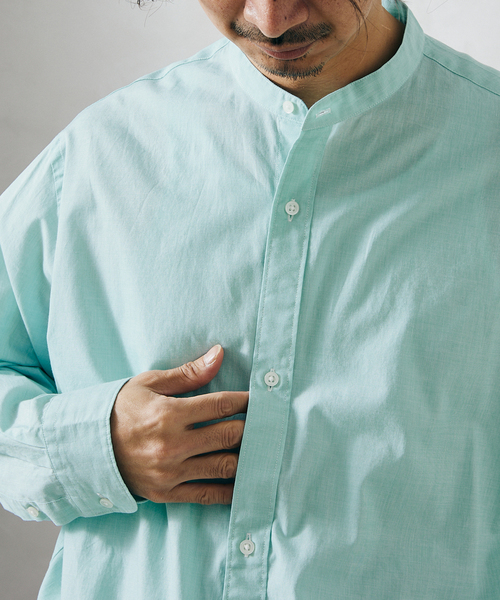 JOURNAL STANDARD relume(ジャーナルスタンダード レリューム)の「END ON END COTTON バンドカラーシャツ(シャツ/ブラウス・メンズ・ブラック/ベージュ/サックスブルー/グリーン・MEDIUM/LARGE)」の17枚目の写真