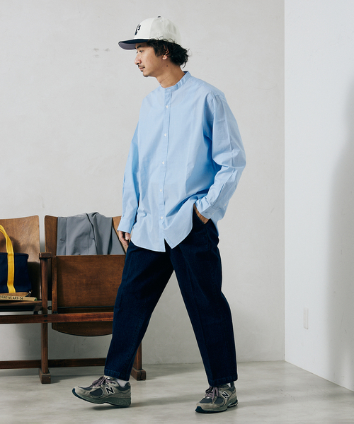 JOURNAL STANDARD relume(ジャーナルスタンダード レリューム)の「END ON END COTTON バンドカラーシャツ(シャツ/ブラウス・メンズ・ブラック/ベージュ/サックスブルー/グリーン・MEDIUM/LARGE)」の16枚目の写真