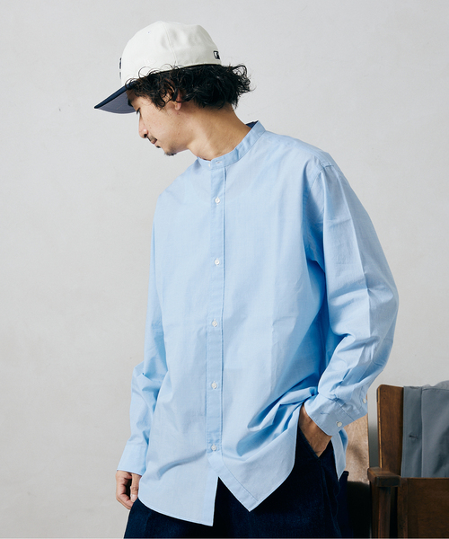JOURNAL STANDARD relume(ジャーナルスタンダード レリューム)の「END ON END COTTON バンドカラーシャツ(シャツ/ブラウス・メンズ・ブラック/ベージュ/サックスブルー/グリーン・MEDIUM/LARGE)」の14枚目の写真