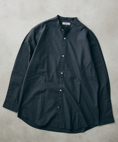JOURNAL STANDARD relume(ジャーナルスタンダード レリューム)の「END ON END COTTON バンドカラーシャツ(シャツ/ブラウス・メンズ・ブラック/ベージュ/サックスブルー/グリーン・MEDIUM/LARGE)」の10枚目の写真