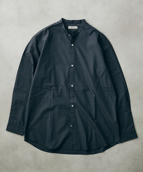 JOURNAL STANDARD relume(ジャーナルスタンダード レリューム)の「END ON END COTTON バンドカラーシャツ(シャツ/ブラウス・メンズ・ブラック/ベージュ/サックスブルー/グリーン・MEDIUM/LARGE)」の9枚目の写真