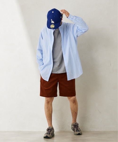 JOURNAL STANDARD relume(ジャーナルスタンダード レリューム)の「END ON END COTTON バンドカラーシャツ(シャツ/ブラウス・メンズ・ブラック/ベージュ/サックスブルー/グリーン・MEDIUM/LARGE)」の4枚目の写真