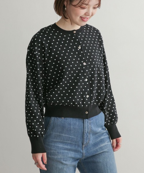 mizuiroind（ミズイロインド）の「mizuiro ind　dots crew neck wide cardigan（カーディガン/ボレロ・レディース・ブラック系その他・ONE）」の2枚目の写真