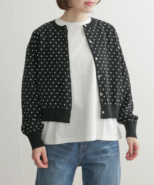 mizuiroind（ミズイロインド）の「mizuiro ind　dots crew neck wide cardigan（カーディガン/ボレロ・レディース・ブラック系その他・ONE）」の3枚目の写真
