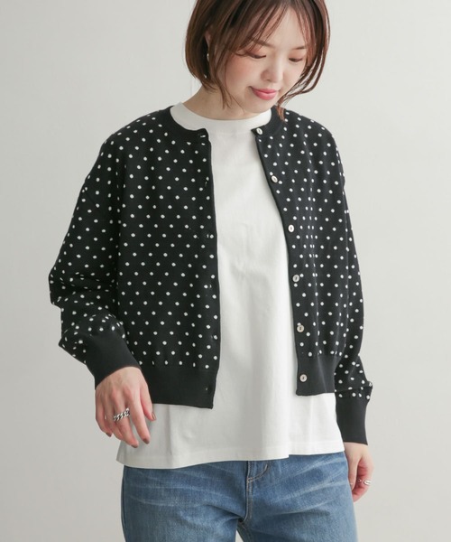 mizuiroind（ミズイロインド）の「mizuiro ind　dots crew neck wide cardigan（カーディガン/ボレロ・レディース・ブラック系その他・ONE）」の4枚目の写真