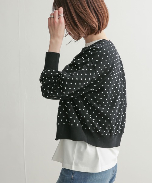 mizuiroind（ミズイロインド）の「mizuiro ind　dots crew neck wide cardigan（カーディガン/ボレロ・レディース・ブラック系その他・ONE）」の6枚目の写真