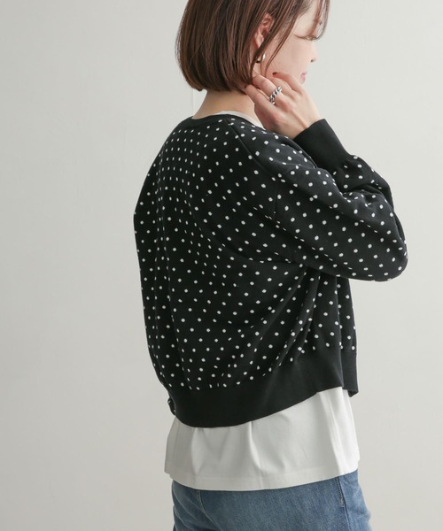 mizuiroind（ミズイロインド）の「mizuiro ind　dots crew neck wide cardigan（カーディガン/ボレロ・レディース・ブラック系その他・ONE）」の7枚目の写真