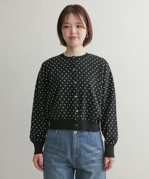 mizuiroind（ミズイロインド）の「mizuiro ind　dots crew neck wide cardigan（カーディガン/ボレロ・レディース・ブラック系その他・ONE）」の8枚目の写真