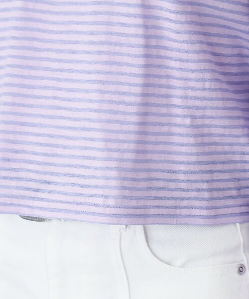 PUBLUX（パブリュクス）の「【PUBLUX/パブリュクス】 シアーボーダーロングスリーブTシャツ（Tシャツ/カットソー・レディース・ブラウン/サックスブルー/ピンク/ラベンダー・ﾌﾘ-）」の15枚目の写真