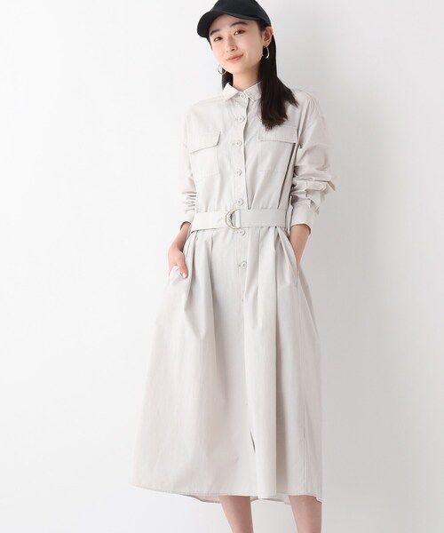 OPAQUE.CLIP（オペークドットクリップ）の「◆コットンナイロンツイル ワークシャツワンピース（ワンピース・レディース・カーキ/ブラック/ライトグレー・42/38/40）」の2枚目の写真