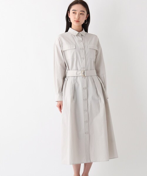 OPAQUE.CLIP（オペークドットクリップ）の「◆コットンナイロンツイル ワークシャツワンピース（ワンピース・レディース・カーキ/ブラック/ライトグレー・42/38/40）」の4枚目の写真