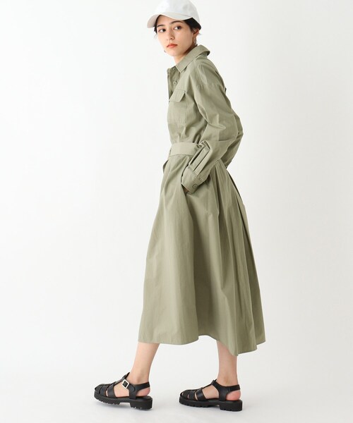 OPAQUE.CLIP（オペークドットクリップ）の「◆コットンナイロンツイル ワークシャツワンピース（ワンピース・レディース・カーキ/ブラック/ライトグレー・42/38/40）」の15枚目の写真