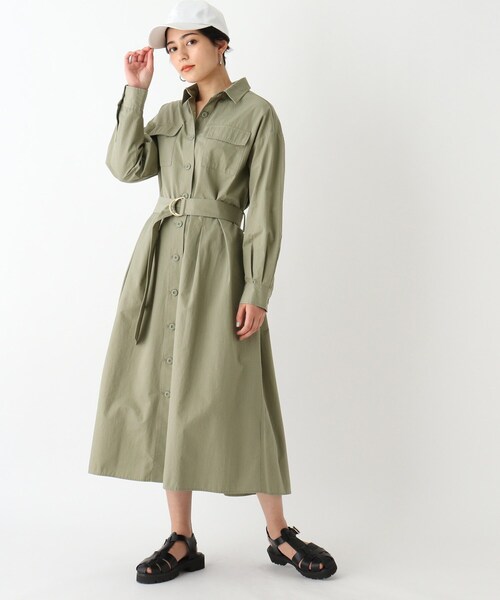 OPAQUE.CLIP（オペークドットクリップ）の「◆コットンナイロンツイル ワークシャツワンピース（ワンピース・レディース・カーキ/ブラック/ライトグレー・42/38/40）」の16枚目の写真
