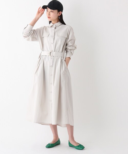 OPAQUE.CLIP（オペークドットクリップ）の「◆コットンナイロンツイル ワークシャツワンピース（ワンピース・レディース・カーキ/ブラック/ライトグレー・42/38/40）」の19枚目の写真