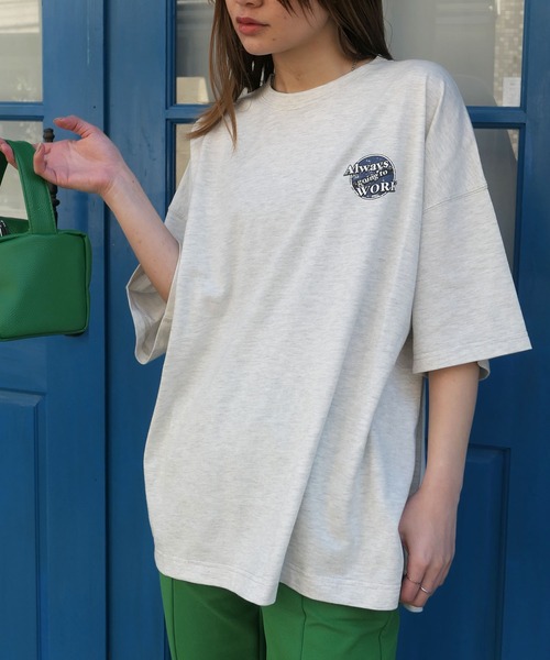 CORNERS(コーナーズ)の「サークルロゴプリントTシャツ(Tシャツ/カットソー・レディース・オフホワイト/スミクロ/オートミール・FREE)」の9枚目の写真