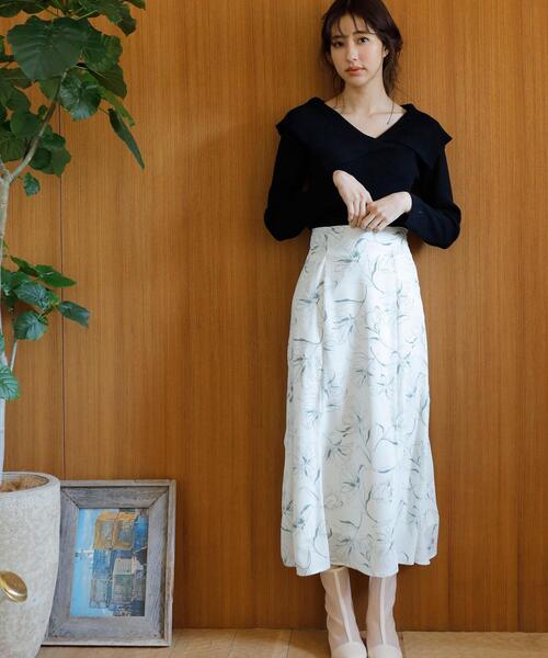 INGNI（イング）の「線画花マーメイド／スカート（スカート・レディース・ホワイト×グレー/ブラック/ホワイト×グリーン・FREE）」の13枚目の写真