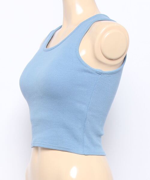 SPINNS（スピンズ）の「【一枚で着れるカップ付き】リブアメスリタンク（タンクトップ・レディース・ホワイト/ブラック/サックスブルー/グリーン/オートミール/ブラウン/ネイビー/オレンジ/レッド/ピンク/アイボリー/ピンク系その他/グリーン系その他/ブルー・ONESIZE/XS/M/S）」の15枚目の写真