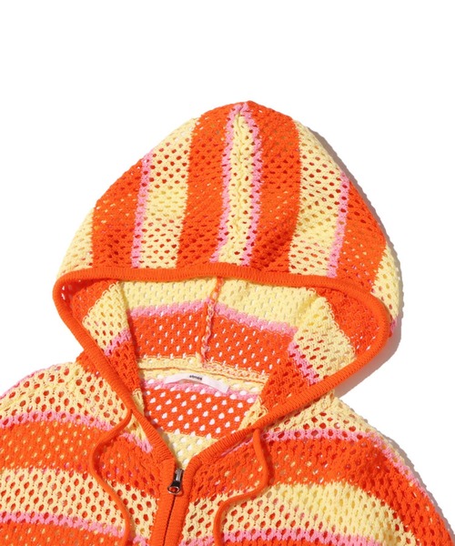 atmos pink（アトモスピンク）の「atmos pink メッシュニットZIPパーカー（パーカー・レディース・オレンジ/グリーン/アイボリー・FREE）」の13枚目の写真