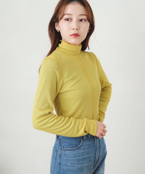 SENSE OF PLACE by URBAN RESEARCH（センスオブプレイスバイアーバンリサーチ）の「メローリブハイネックトップ（Tシャツ/カットソー・レディース・イエロー/ブラック/オフホワイト/ミント・ONE）」の18枚目の写真