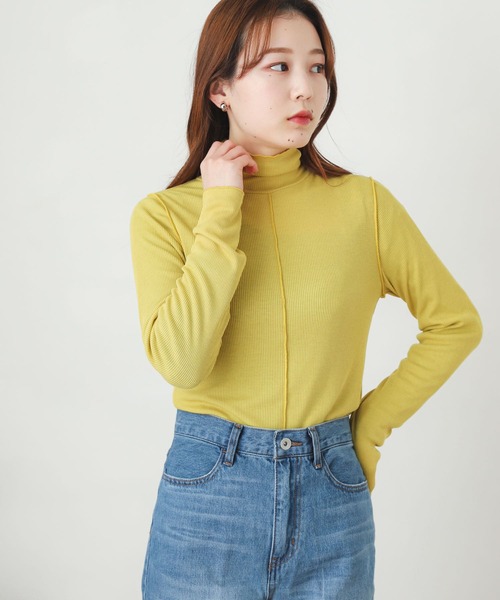 SENSE OF PLACE by URBAN RESEARCH（センスオブプレイスバイアーバンリサーチ）の「メローリブハイネックトップ（Tシャツ/カットソー・レディース・イエロー/ブラック/オフホワイト/ミント・ONE）」の19枚目の写真
