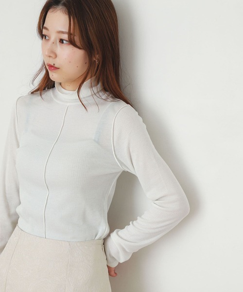 SENSE OF PLACE by URBAN RESEARCH（センスオブプレイスバイアーバンリサーチ）の「メローリブハイネックトップ（Tシャツ/カットソー・レディース・イエロー/ブラック/オフホワイト/ミント・ONE）」の20枚目の写真